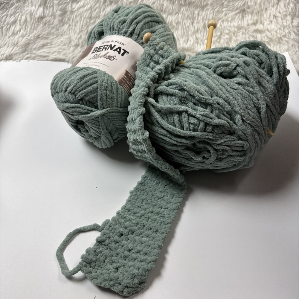 Bernat Blanket #6 Super Bulky Polyester Yarn Misty Green Lot Of 2 Yarnspirations